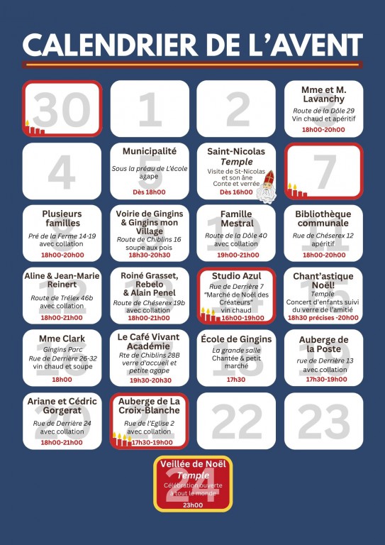 Calendrier de l'Avent 2025